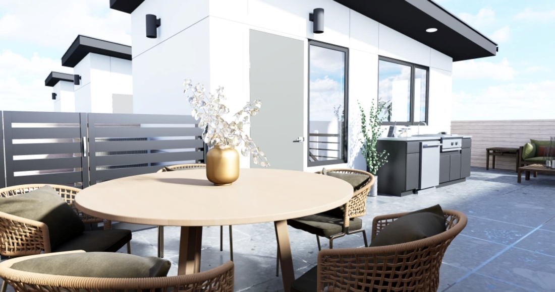 Artist Rendition of a Penthouse Patio at Mangum Street Luxury Townhomes